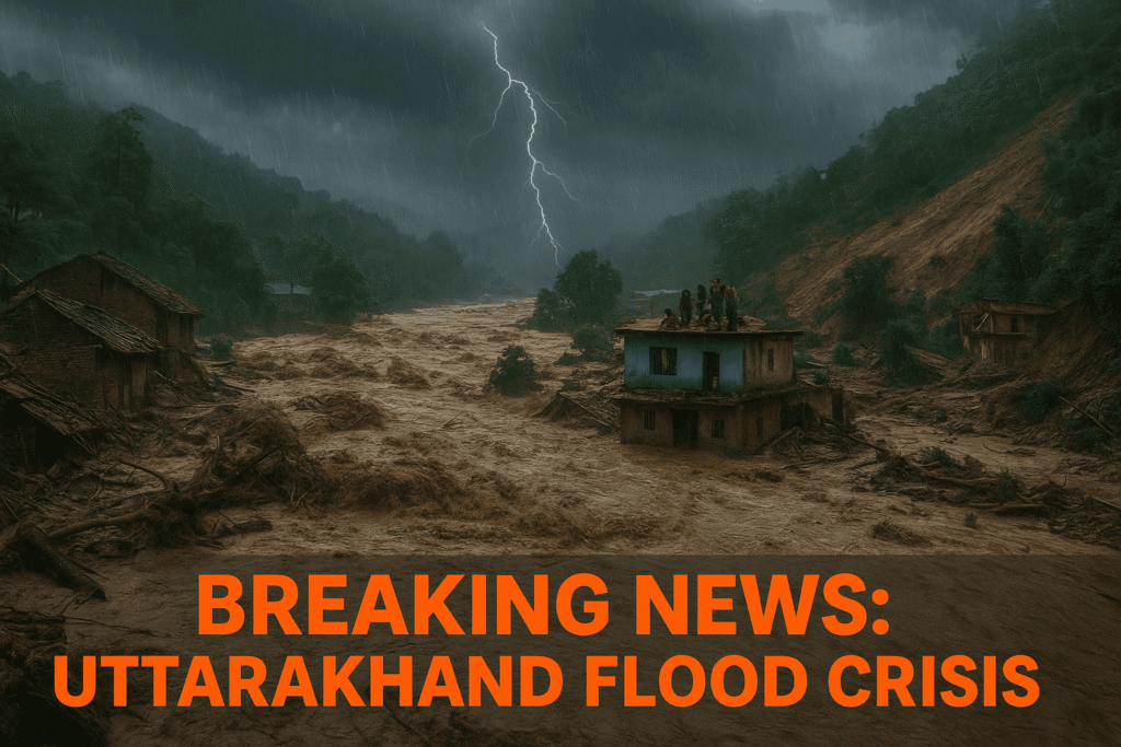 उत्तराखंड के गांव में बाढ़ से घरों में पानी भर गया, लाखों लोग प्रभावित, राहत शिविर में लोग बैठे हुए