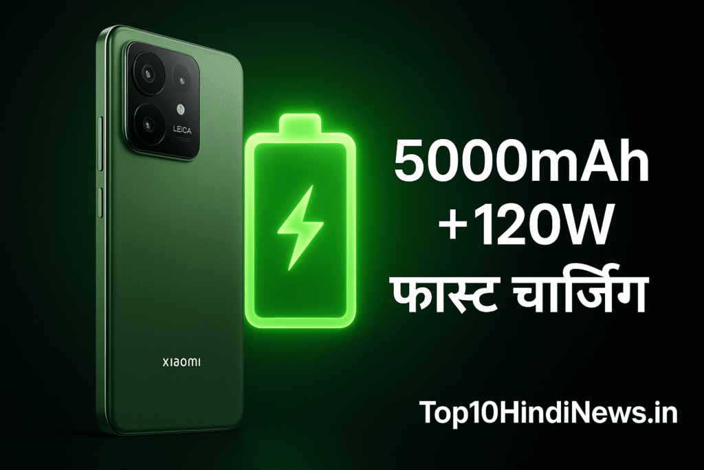 Xiaomi 17 Pro Max battery 5000mAh with 120W fast charging – sleek back design highlighted with glowing power icon | Top10HindiNews.in