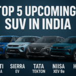 Top 5 upcoming SUVs in India 2025 including Maruti e-Vitara, Tata Sierra EV, Nissan Tekton, Mahindra XEV 9e, and Harrier EV