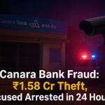 CCTV footage concept outside Indian bank related to Canara Bank fraud news.