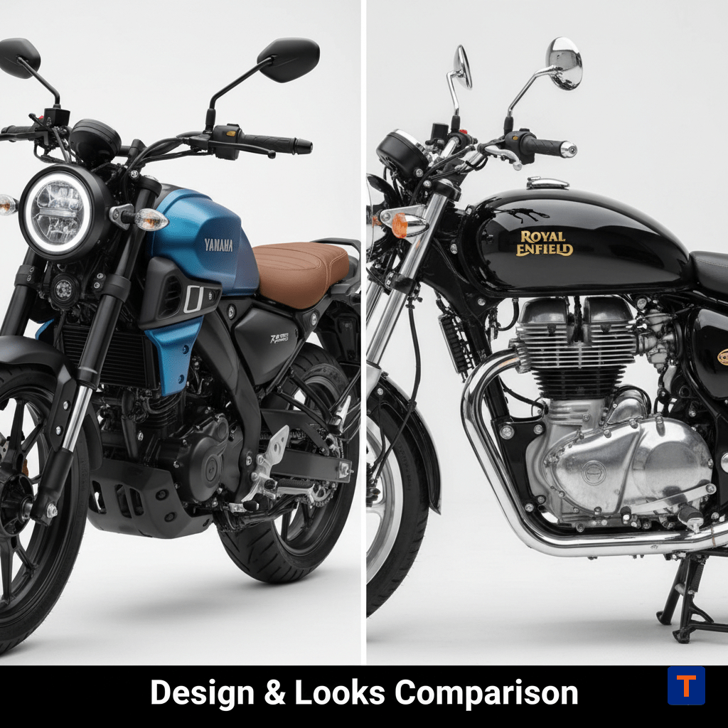 Yamaha XSR 155 Neo Retro Design front view and Hunter 350 Classic Look