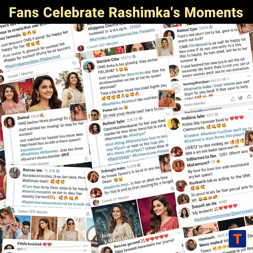 Social media reactions and fan posts celebrating Rashmika Mandanna’s latest moments.